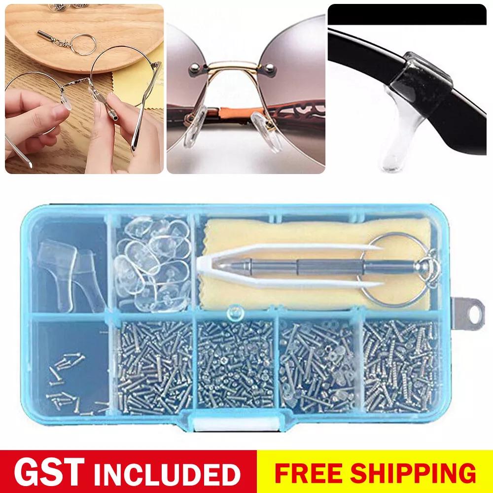 Eyeglass Sun Glasses Optical Repair Tool Screw Nut Nose Pad Assortment Set Kit