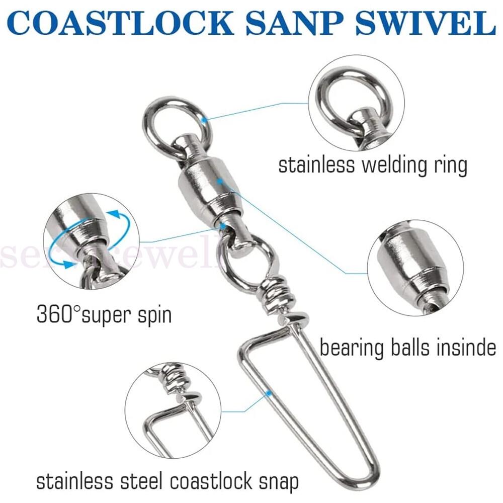 Fishing Swivels Ball Bearing Coastlock Snap Stainless Steel Trolling Connector - Image 2