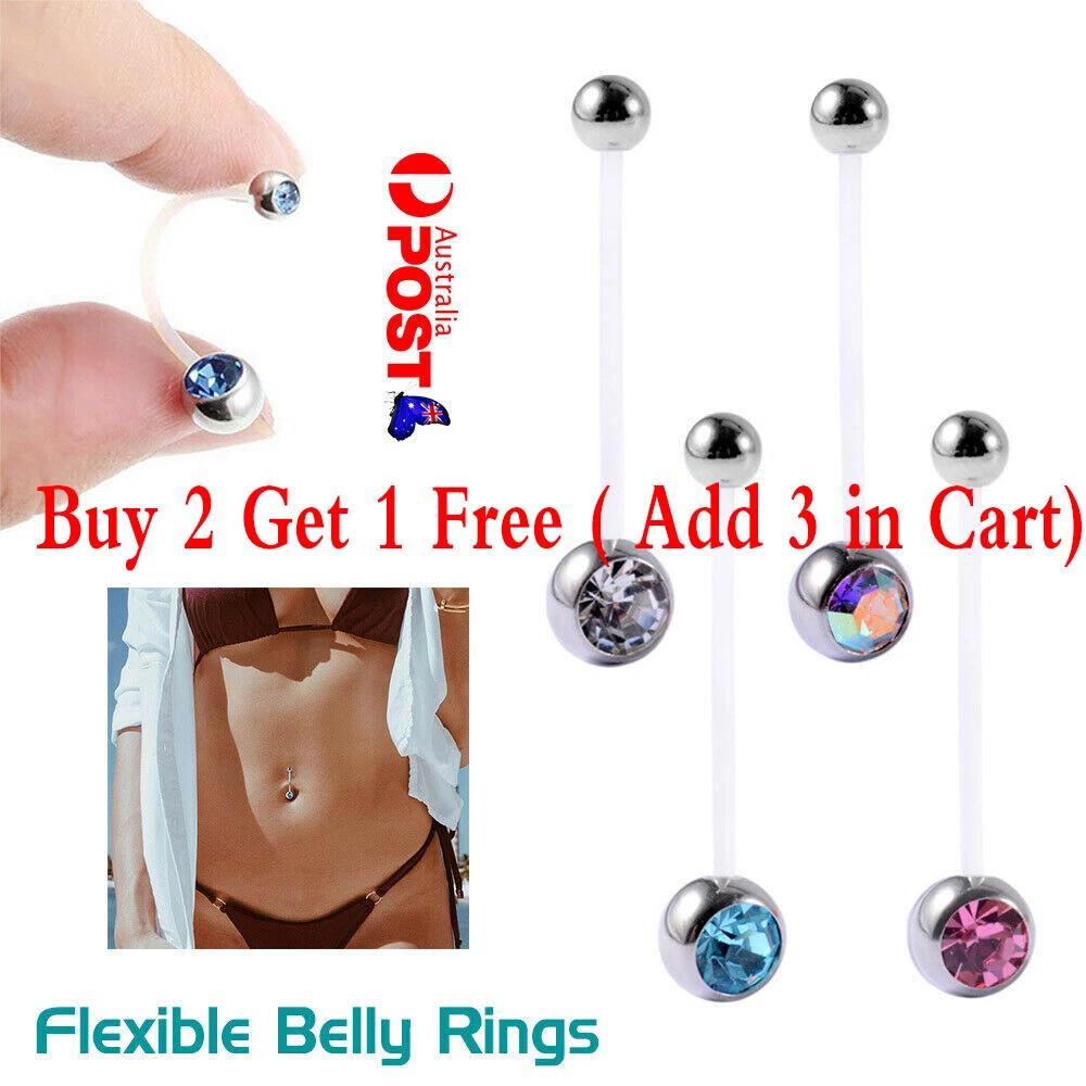 Flexible Belly Rings Pregnancy Navel Button Barbells Bar Body Piercing Jewellery
