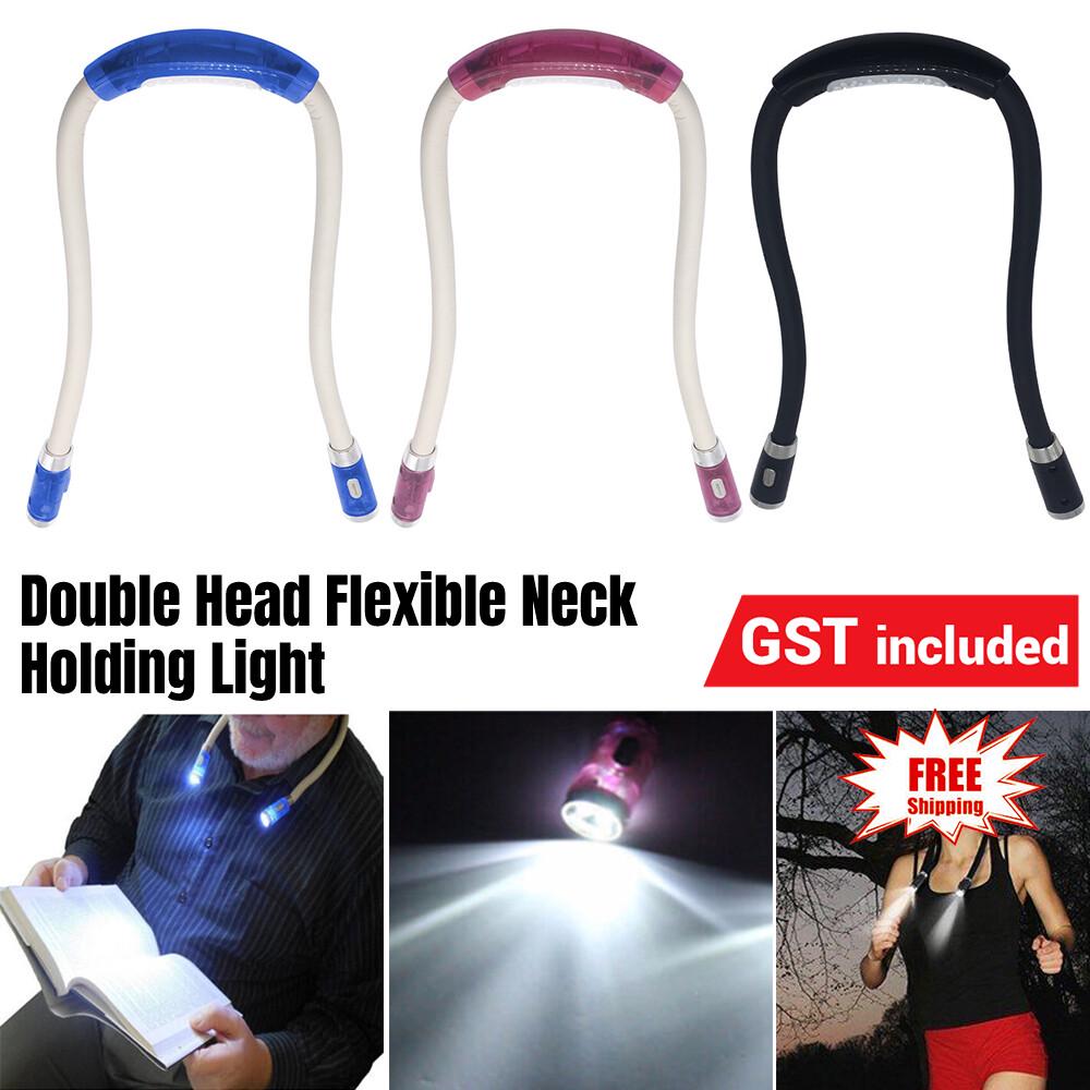 Flexible LED Neck Light Dimmable Reading Lamp Torch Double Head Light Handsfree