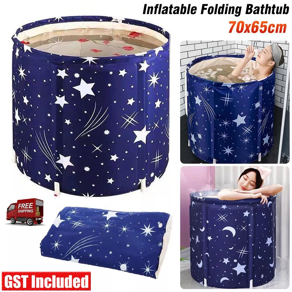 Foldable Portable Bathtub Water Tub Folding PVC Adult Spa Bath Bucket AU