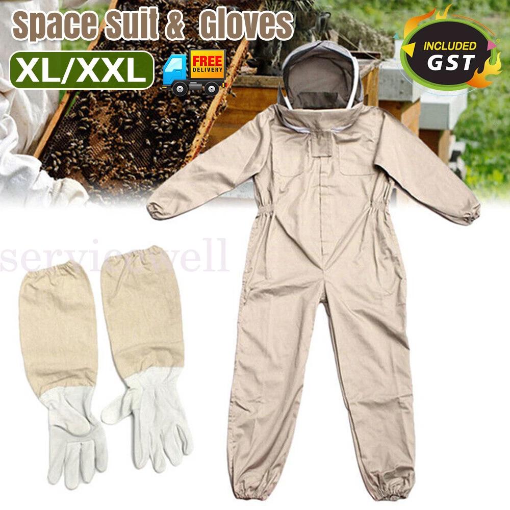 Full Beekeeping Suit Heavy Duty Leather Ventilated Keeping Gloves Bee Anti-Sting
