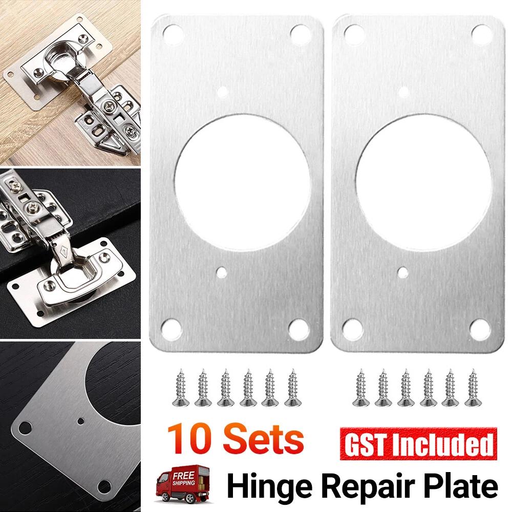 Furniture Cupboard Repair Mount Tool Hinge Repair Plate Rust Resistant Steel AU