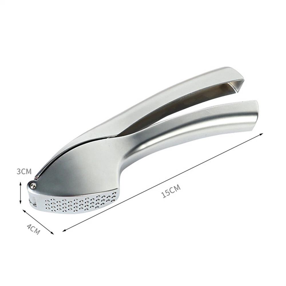 Garlic Press Crusher Stainless Steel Kitchen Mincer Masher Squeezer Tool Silver - Image 3