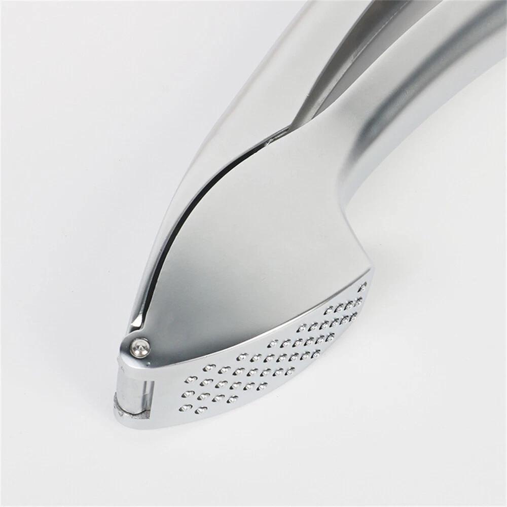 Garlic Press Crusher Stainless Steel Kitchen Mincer Masher Squeezer Tool Silver - Image 7