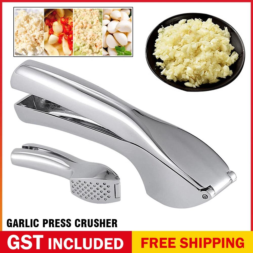 Garlic Press Crusher Stainless Steel Kitchen Mincer Masher Squeezer Tool Silver
