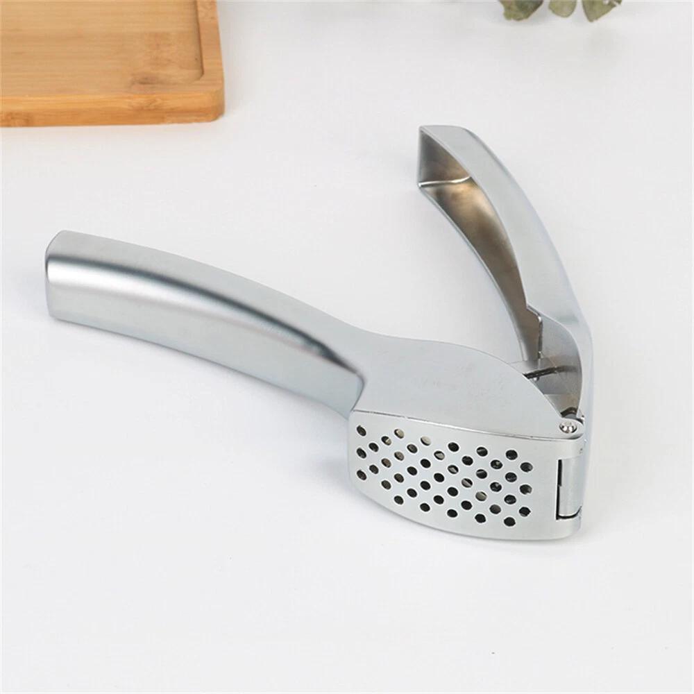 Garlic Press Crusher Stainless Steel Kitchen Mincer Masher Squeezer Tool Silver - Image 6
