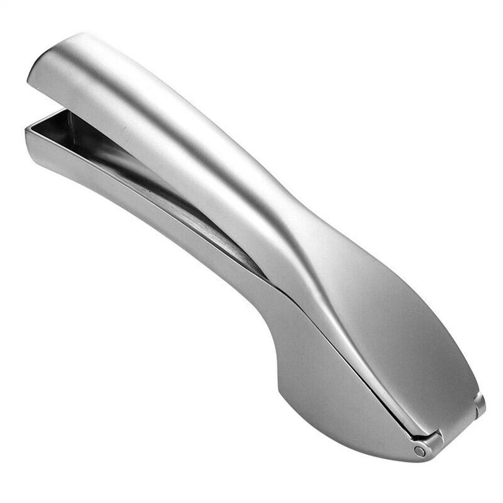 Garlic Press Crusher Stainless Steel Kitchen Mincer Masher Squeezer Tool Silver - Image 2