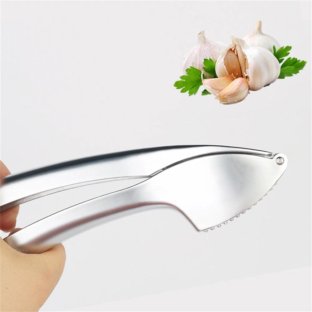 Garlic Press Crusher Stainless Steel Kitchen Mincer Masher Squeezer Tool Silver - Image 5