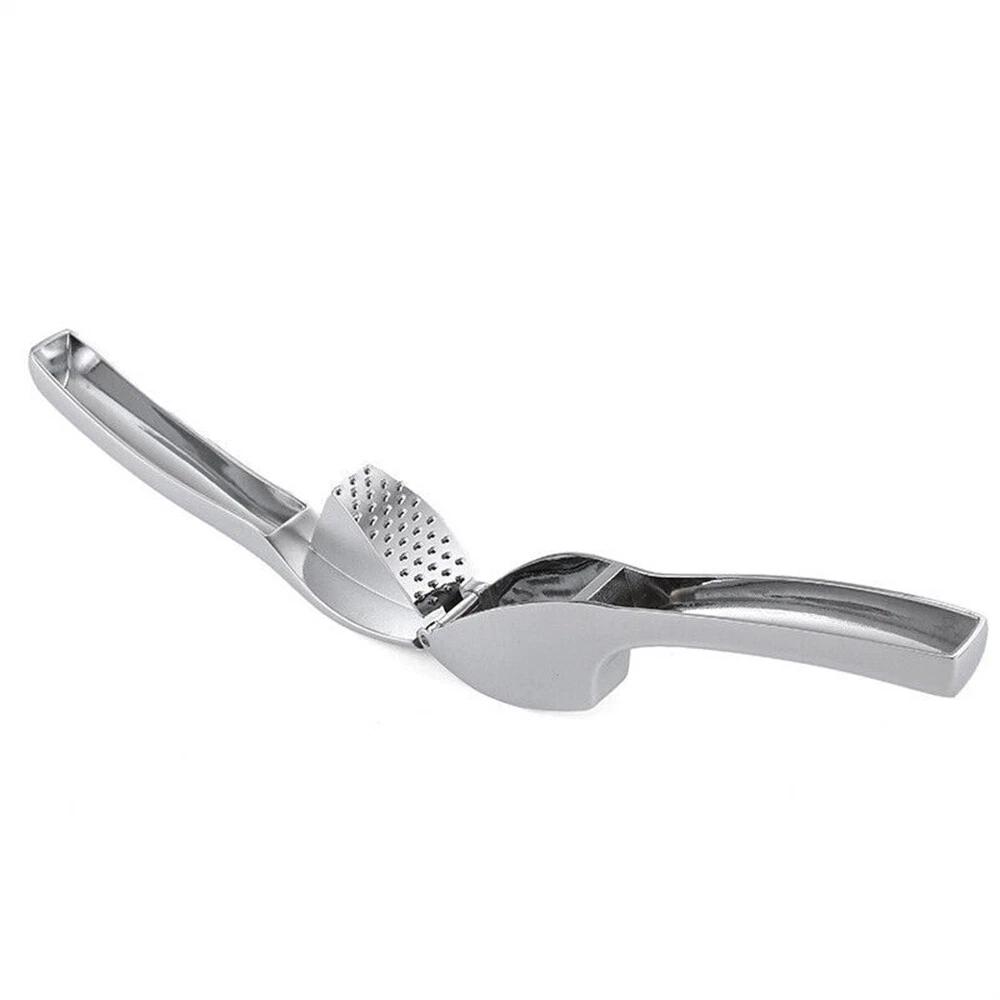 Garlic Press Crusher Stainless Steel Kitchen Mincer Masher Squeezer Tool Silver - Image 4