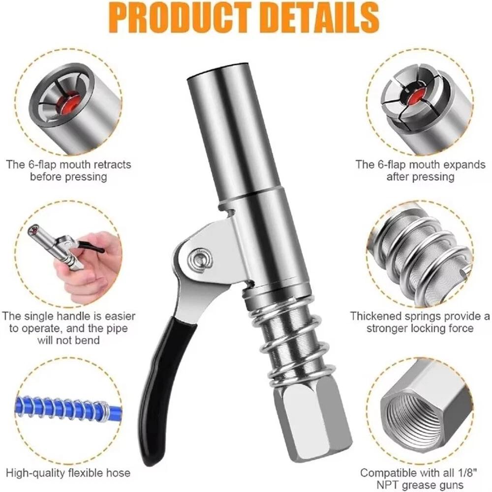 Grease Coupler Heavy-Duty Quick Release Grease Gun Coupler NPTI/8 10000PSI 1PCS - Image 4