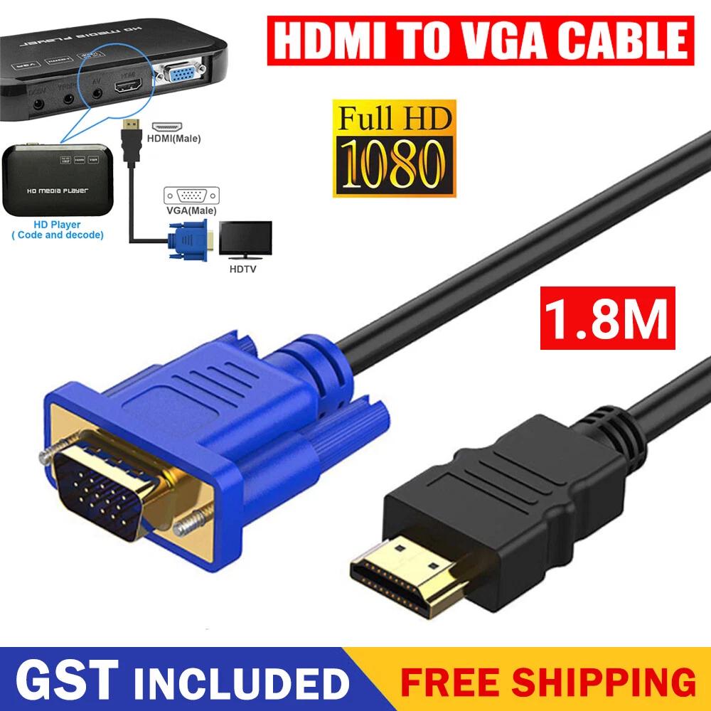 HDMI HD Cable Adapter to VGA Converter 1080P Monitor Male Lead see note