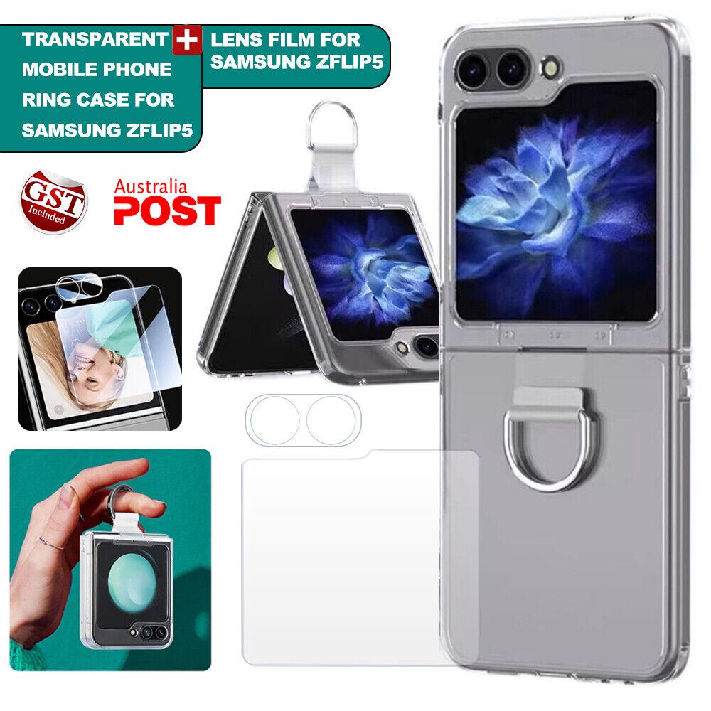 Hard Case For Samsung Galaxy Z Flip 5 5G Slim Clear Cover With Lanyard Ring