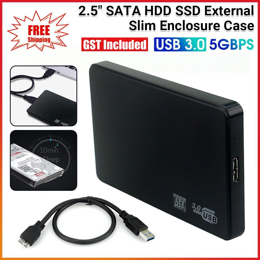 Hard Drive Disk 2.5  SATA HDD SSD Black USB 3.0 External Slim Enclosure Case