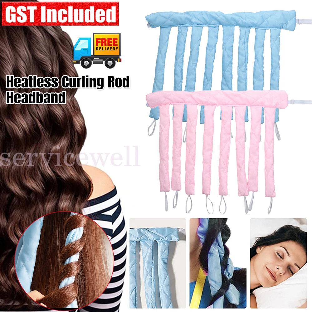 Heatless Curling Rod Headband Lazy Curler Hair Curls Ribbon DIY Hair Styling AU