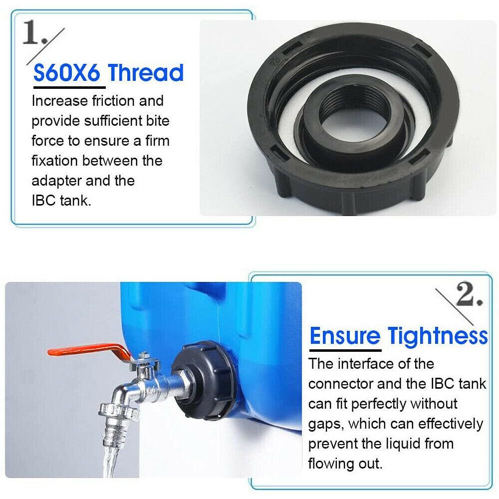 IBC Tank Adapter S60X6 Brass Garden Tap With 1/2 Hose Outlets Fitting Tools AU - Image 6