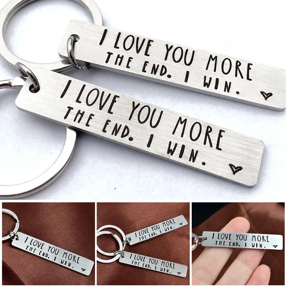 I Love You More The End I Win Stainless Steel Couple Keyring Keychain Gift Funny