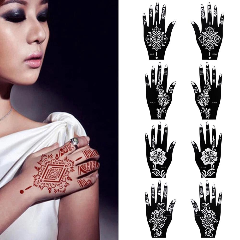India Henna Temporary Tattoo Stencils Kit for Hand Arm Leg Feet Body Art Decal