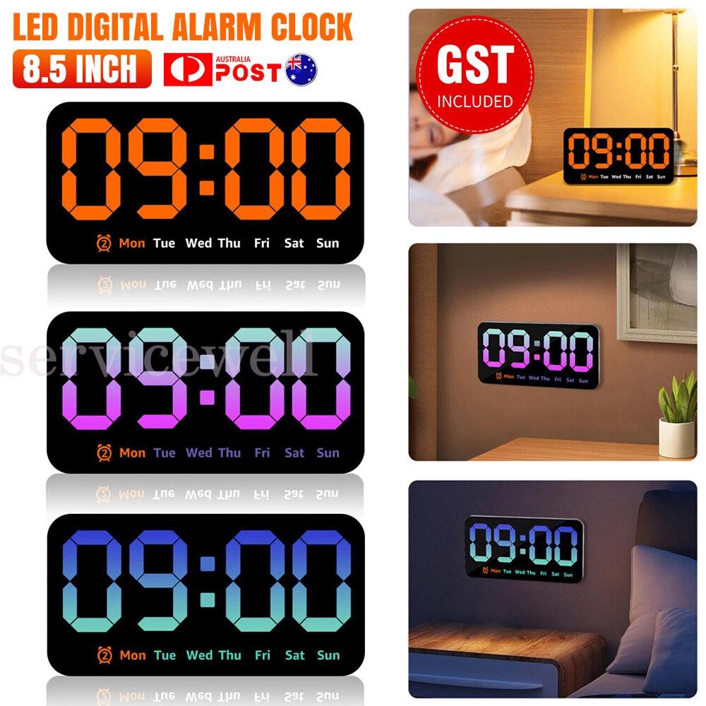 LED Digital Clock 8.5 Inch Large Display LED Alarm Clock w/Date Week Temperature