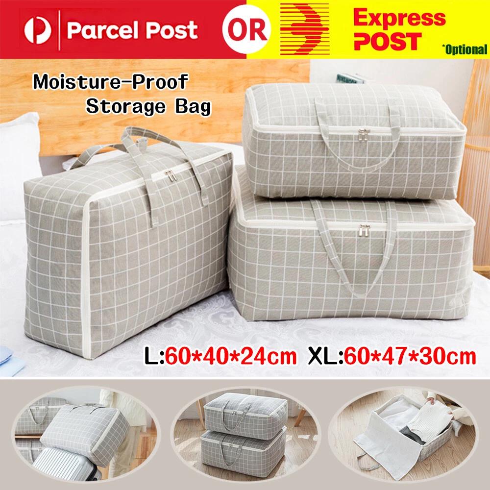 Large Waterproof Zipper Storage Bag Box Clothes Quilt Blanket Bedding Organizer