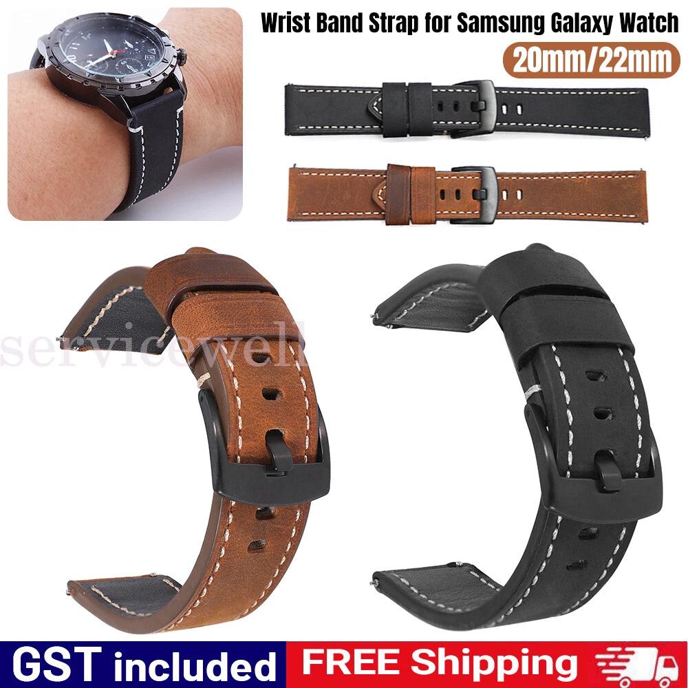 Leather Wrist Band Strap for Samsung Galaxy Watch 46mm / 3 45mm/ Gear S3