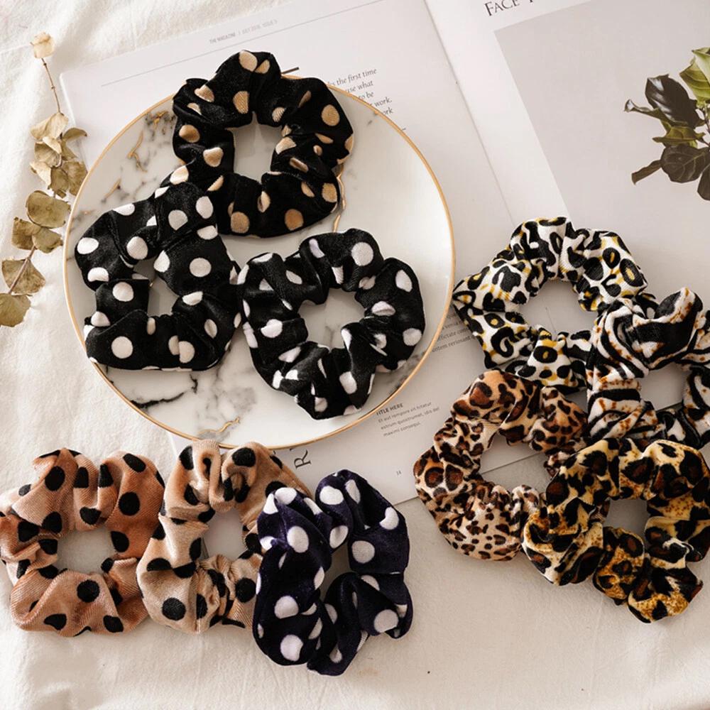 Leopard Velvet Scrunchie Elastic Women Hair Bands Accessories Girls Fashion AU - Image 5
