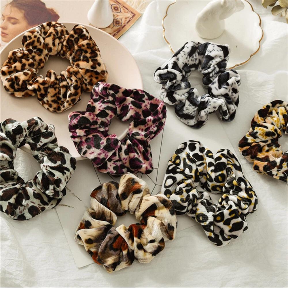 Leopard Velvet Scrunchie Elastic Women Hair Bands Accessories Girls Fashion AU - Image 6