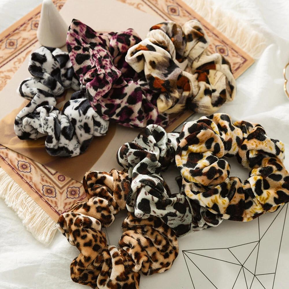 Leopard Velvet Scrunchie Elastic Women Hair Bands Accessories Girls Fashion AU - Image 4