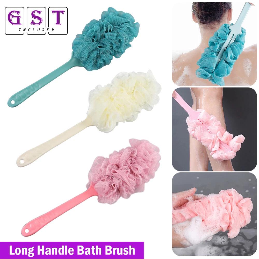 Long Handle Bath Brush Soft Mesh Back Scrubber Body Puff Shower Loofah Tool 43cm