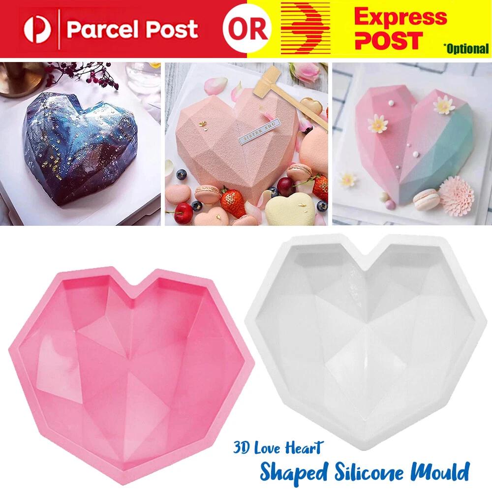 Love Heart Shaped Silicone 3D Mould Bakeware Chocolate Cake Ice Baking Mold DIY