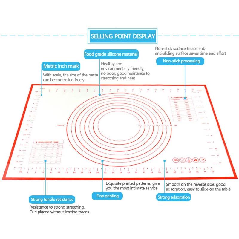M/L/XL Kitchen Silicone Rolling Cake Dough Mat Pastry Clay Fondant Baking Sheet - Image 7