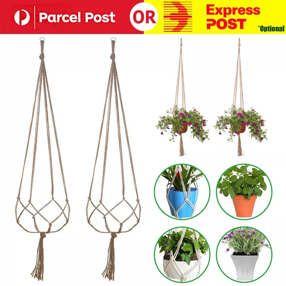 Macrame Plant Flower Pot Holder Hanger Hanging Planter Basket Hemp Rope 4pcs