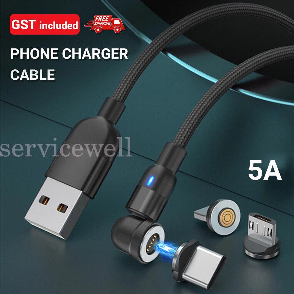 Magnetic 540 Fast Charging Data Cable Cord Charger For Type-C Micro USB iPhone