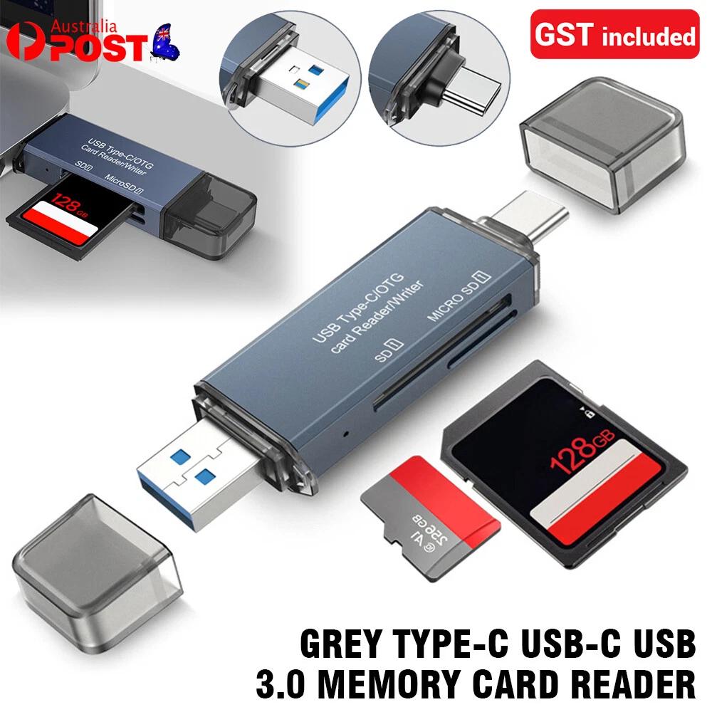 Memory Card Reader Micro SD/SD OTG Type-C USB-C USB 3.0 For PC Macbook Tablet AU