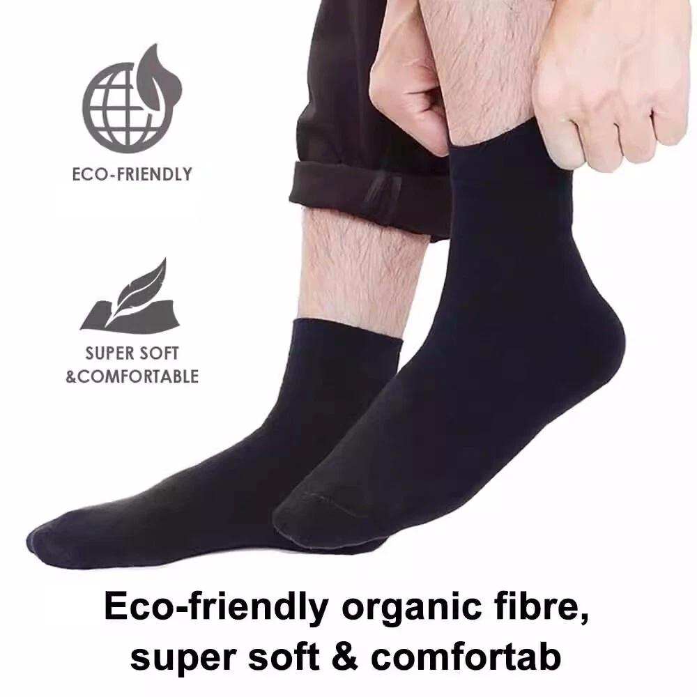 Men Bamboo Socks Heavy Duty Work Socks Winter Work Boot Black Thick size 6-10 - Image 3