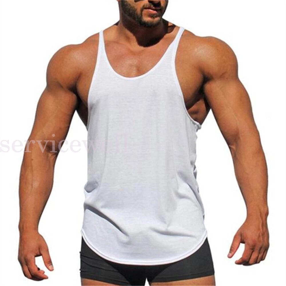 Men Gym Bodybuilding Stringer Tank Top Singlet Vest Sleeveless Racerback T-Shirt - Image 4