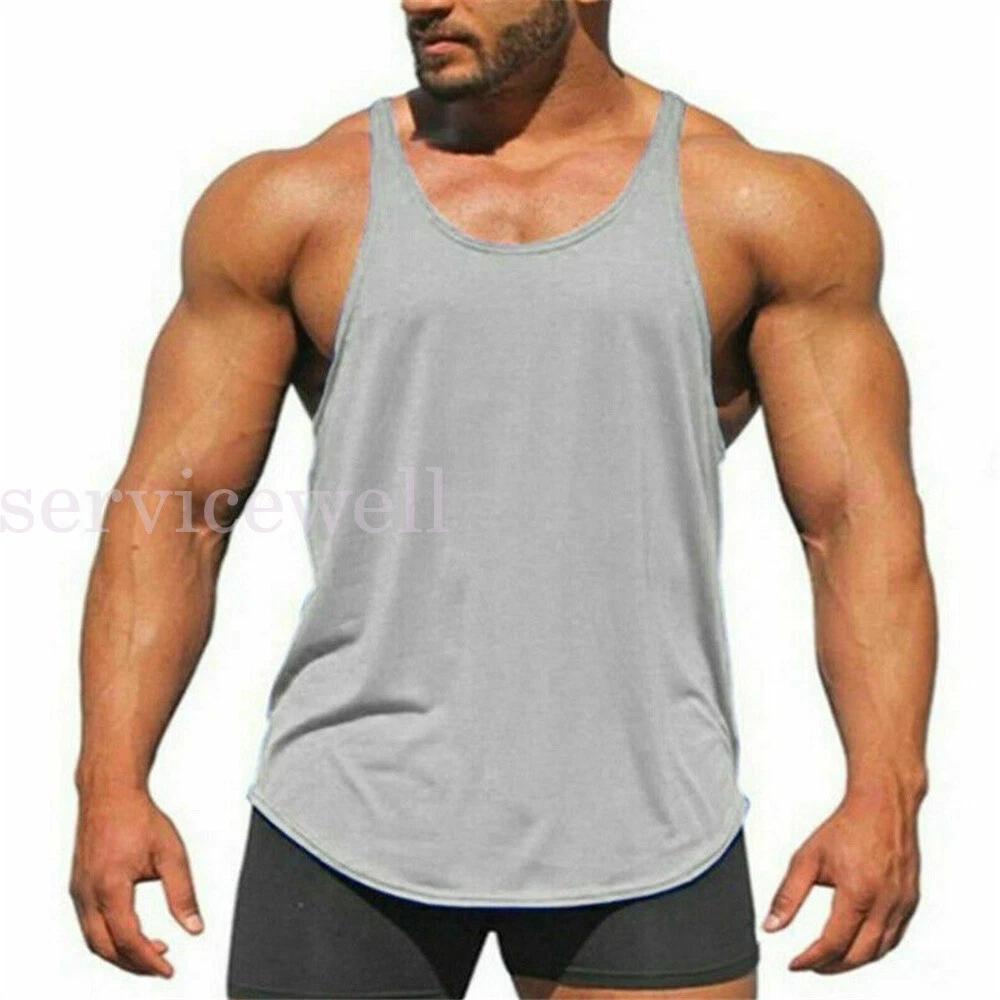 Men Gym Bodybuilding Stringer Tank Top Singlet Vest Sleeveless Racerback T-Shirt - Image 2
