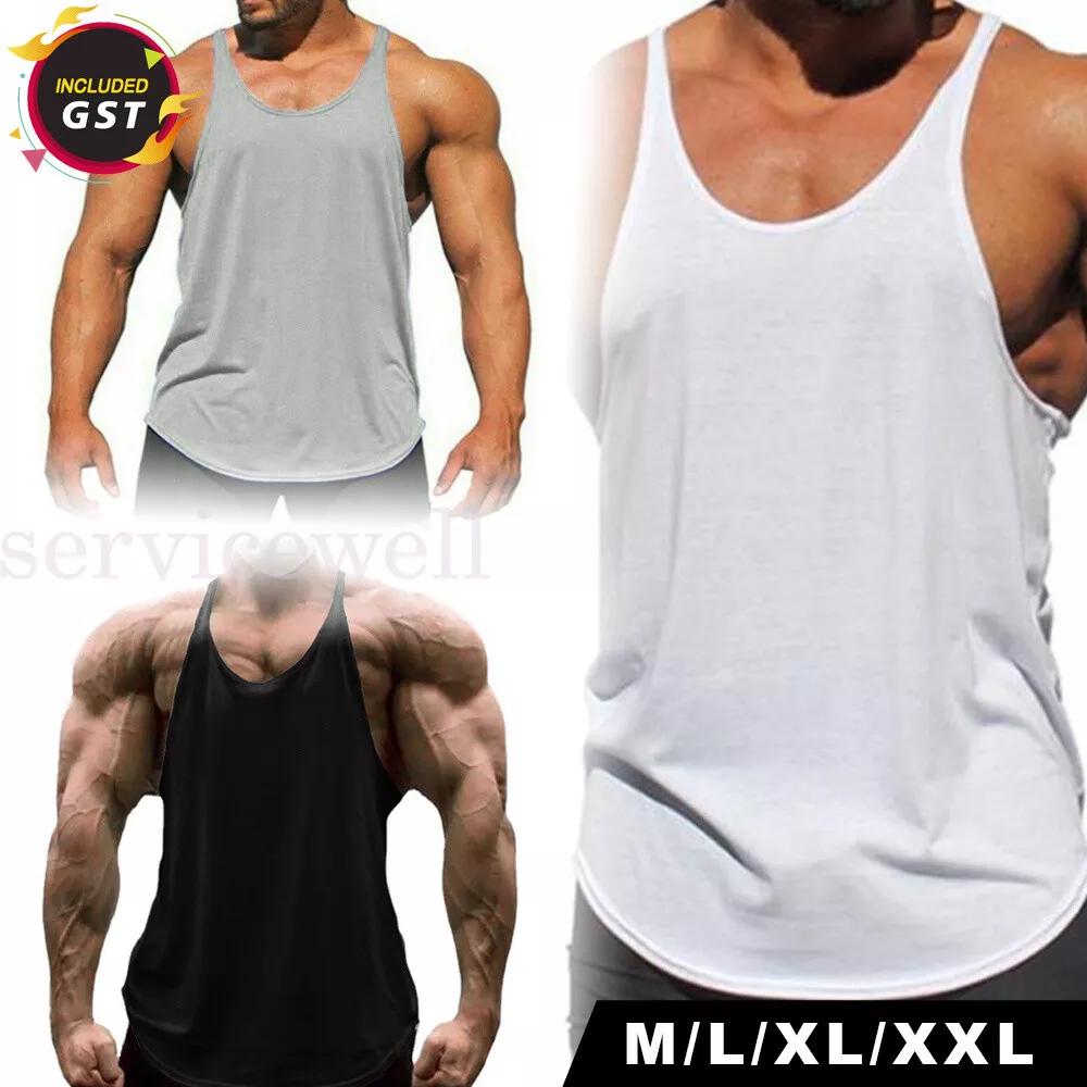 Men Gym Bodybuilding Stringer Tank Top Singlet Vest Sleeveless Racerback T-Shirt