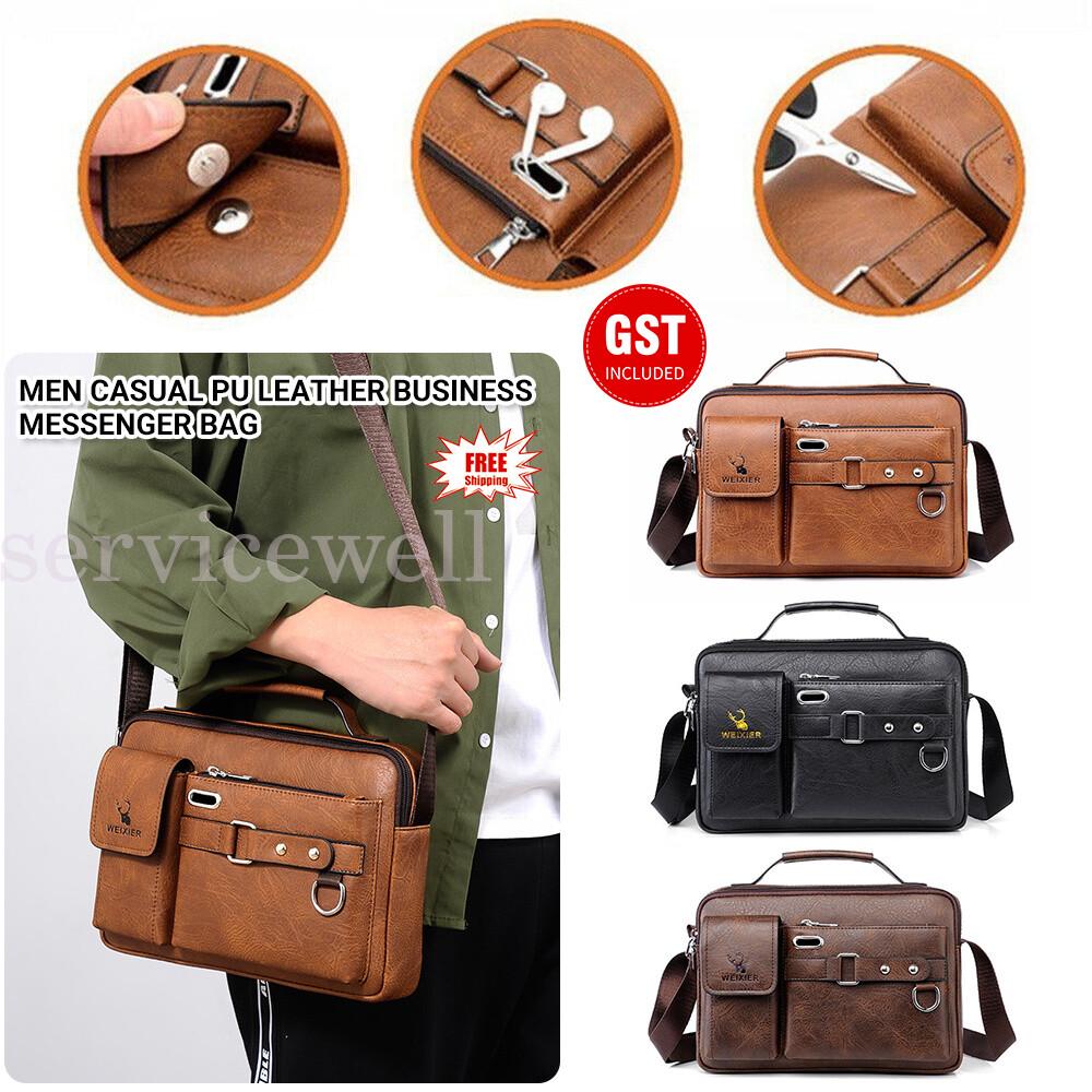 Men Shoulder Bag Business Handbag Leather Work Messenger Briefcase Crossbody Bag