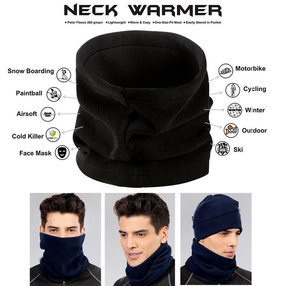 Men Women's Winter Fleece Snood Scarf Neck Warmer Thermal Ski Beanie Hat Cap AU - Image 2