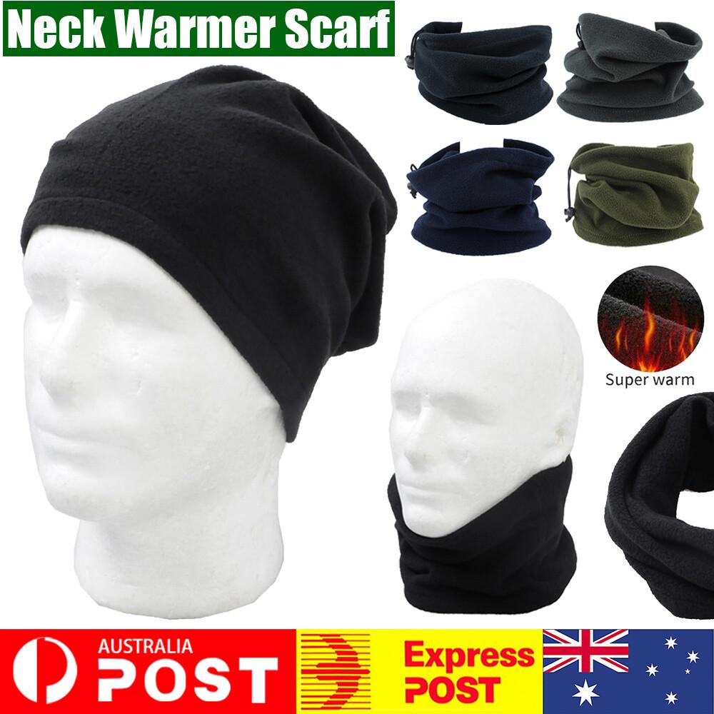 Men Women's Winter Fleece Snood Scarf Neck Warmer Thermal Ski Beanie Hat Cap AU