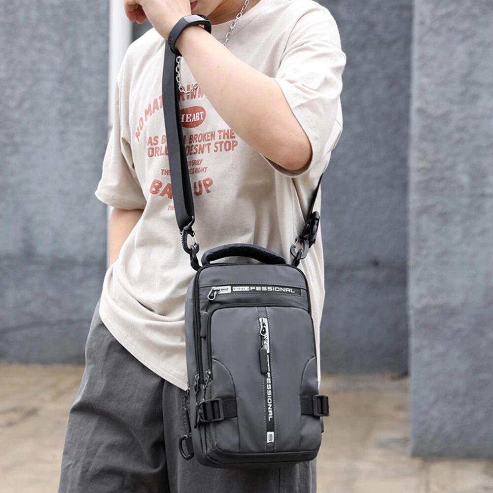 Men's Sling Crossbody Bag Chest Shoulder Messenger Backpack USB Port - Image 7