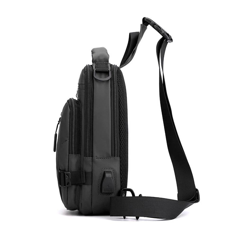 Men's Sling Crossbody Bag Chest Shoulder Messenger Backpack USB Port - Image 6