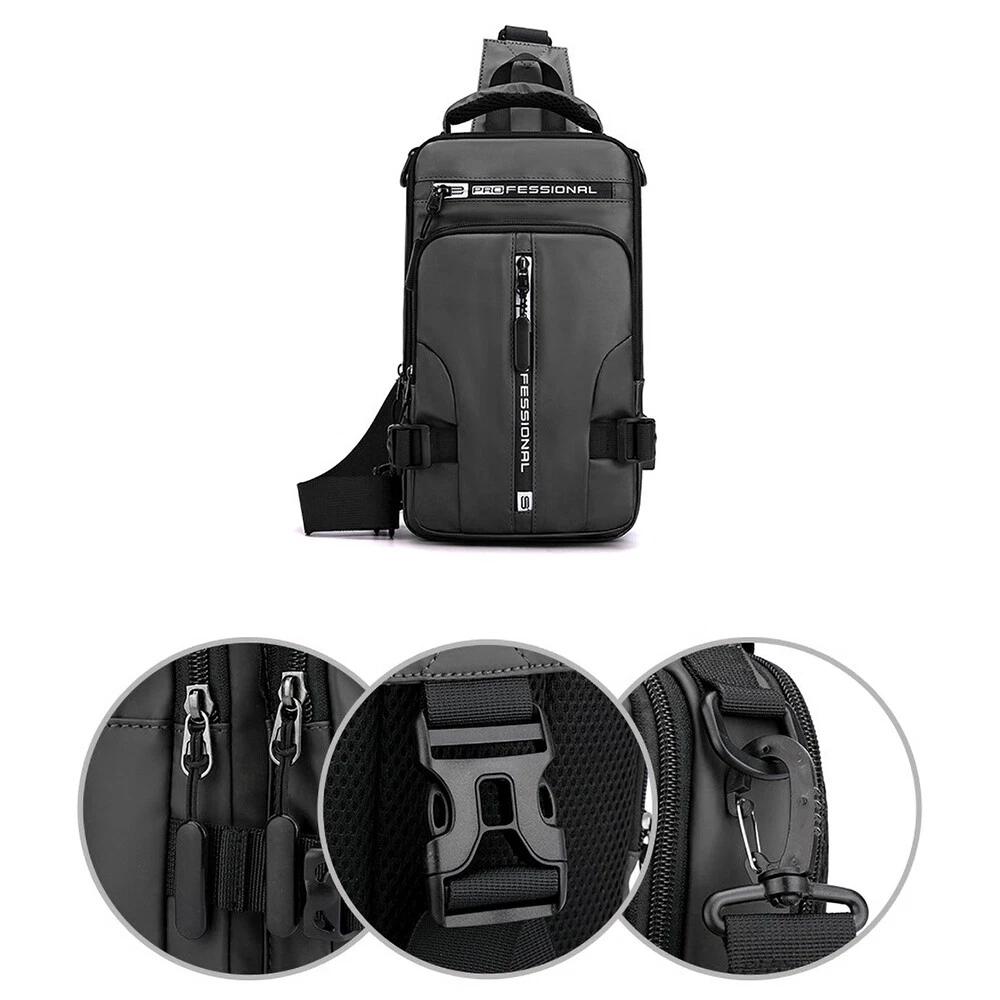 Men's Sling Crossbody Bag Chest Shoulder Messenger Backpack USB Port - Image 4