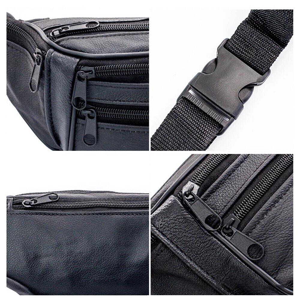 Mens Bum Bag Leather Fanny Pack Festival Travel Money Pouch Waist Belt Wallet - Image 5