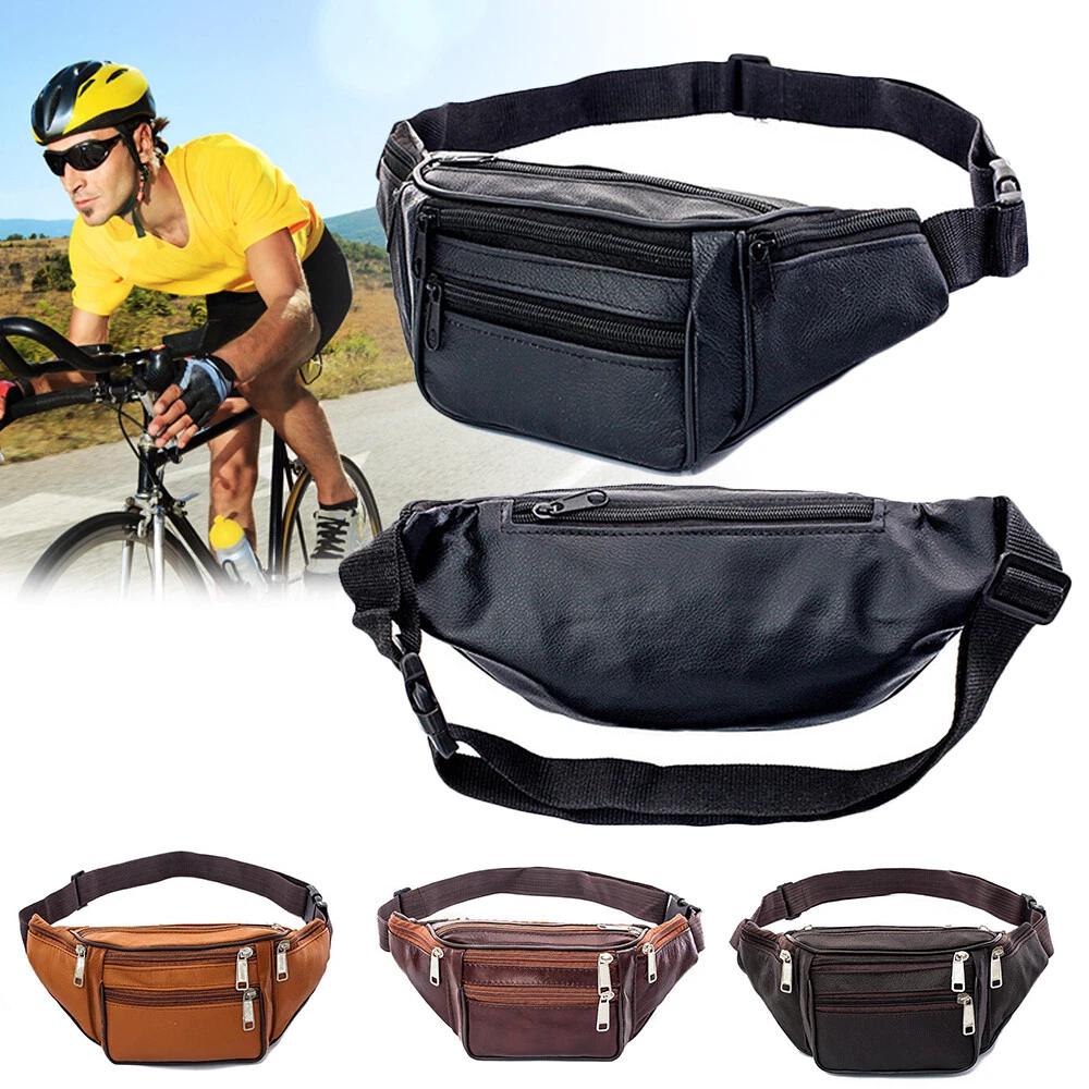 Mens Bum Bag Leather Fanny Pack Festival Travel Money Pouch Waist Belt Wallet - Image 2