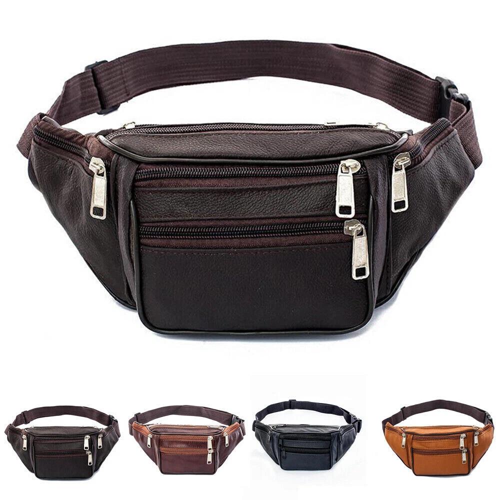 Mens Bum Bag Leather Fanny Pack Festival Travel Money Pouch Waist Belt Wallet - Image 4