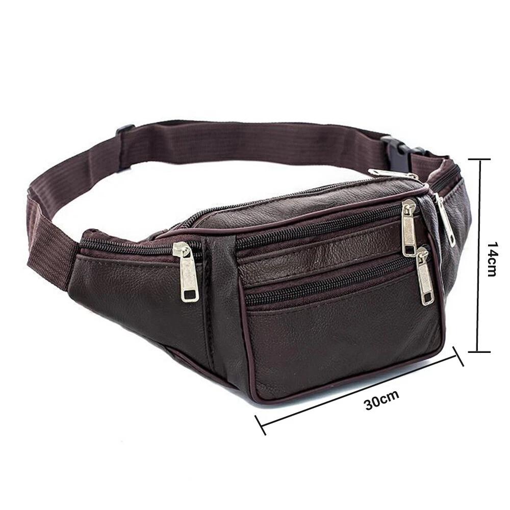 Mens Bum Bag Leather Fanny Pack Festival Travel Money Pouch Waist Belt Wallet - Image 3