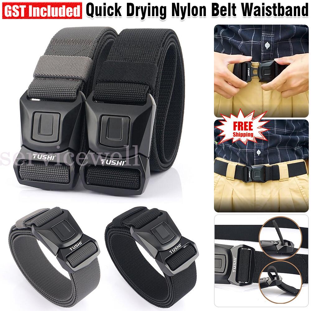 Mens Nylon Belt Waistband Quick-Release Buckle Belt Quick Drying Elastic Trouser