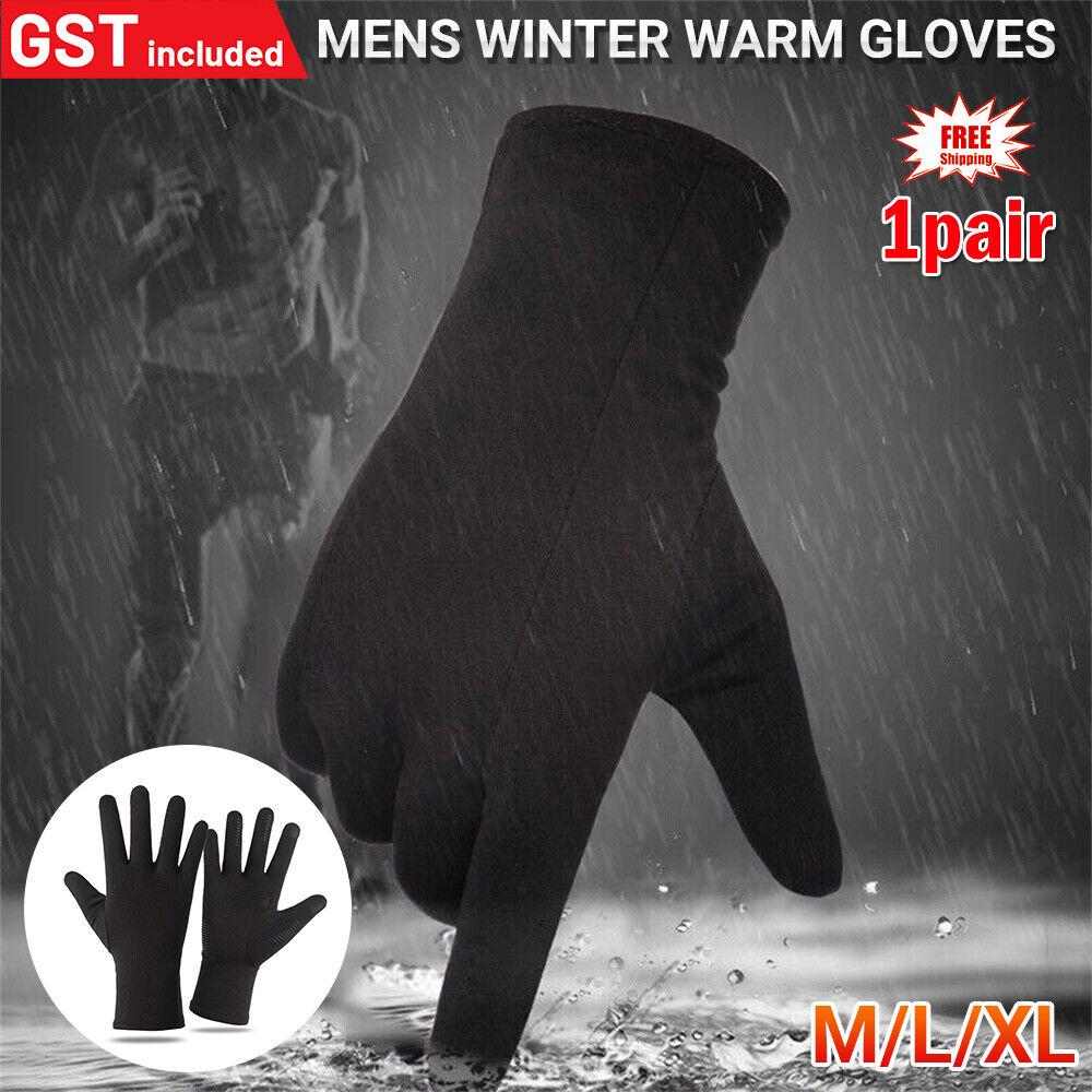 Mens Winter Warm Windproof Waterproof Fleece Lined Thermal Touch Screen Gloves